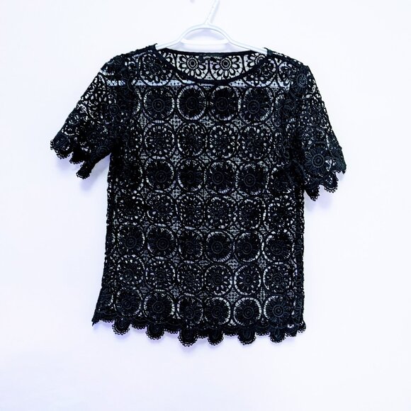Banana Republic Black Lace Shirt – Sheer Overlay, Worn Once - Picture 2 of 3